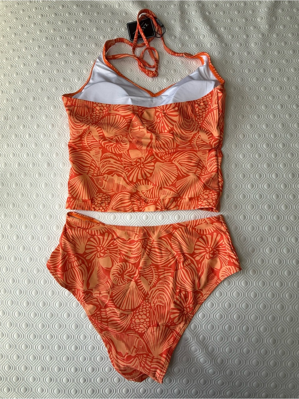 Zaful Orange Shell-Print Tankini Set - Picture 3 of 6